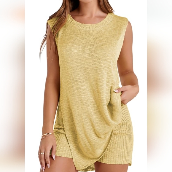 fashion Tops - ✨FINAL PRICE✨ Knit Yellow Summer Tank & Shorts Set